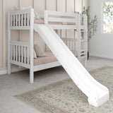 JOLLY XL WS : Play Bunk Beds Twin XL Medium Bunk Bed with Slide and Straight Ladder on Front, Slat, White
