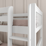JOLLY XL WS : Play Bunk Beds Twin XL Medium Bunk Bed with Slide and Straight Ladder on Front, Slat, White