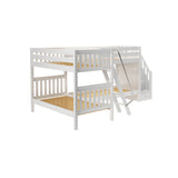 JUNCTURE WS : Multiple Bunk Beds Twin Medium Corner Bunk Bed with Ladder + Stairs - R, Slat, White