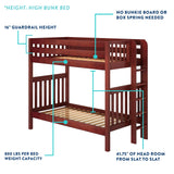 TOTEM CS : Staggered Bunk Beds High Twin over Full Bunk Bed with Stairs, Slat, Chestnut