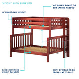 TOPPER XL CS : Classic Bunk Beds Full XL High Bunk Bed with Stairs, Panel, Chestnut