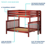 GIGA XL CS : Multiple Bunk Beds Full XL Quadruple Bunk Bed with Stairs, Slat, Chestnut