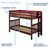 HOTSHOT XL CS : Classic Bunk Beds Twin XL Low Bunk Bed with Straight Ladder on Front, Slat, Chestnut