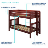 HOTHOT XL CS : Bunk Bed Twin XL Low Bunk Bed, Slat, Chestnut