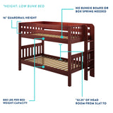 STACKER CS : Bunk Bed Classic Low Twin Bunk Bed with Stairs on End, Chestnut Slats