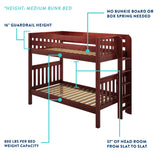 GETIT TD CS : Classic Bunk Beds Twin Medium Bunk Bed with Trundle Drawer, Slat, Chestnut