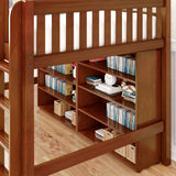 KING LIB CS : Study Loft Beds Twin Library Mid Loft, Slat, Chestnut