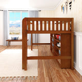 KING LIB CS : Study Loft Beds Twin Library Mid Loft, Slat, Chestnut