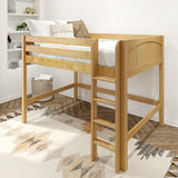 KING NP : Standard Loft Beds Full Mid Loft Bed with Straight Ladder on Front, Panel, Natural