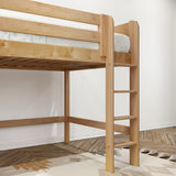 KING NP : Standard Loft Beds Full Mid Loft Bed with Straight Ladder on Front, Panel, Natural