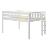 KIT XL WS : Standard Loft Beds Full XL Low Loft Bed with Straight Ladder on End, Slat, White