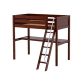 KNOCKOUT1 CP : Storage & Study Loft Beds Twin High Loft Bed with Angled Ladder + Desk, Panel, Chestnut