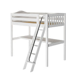 KNOCKOUT1 WC : Storage & Study Loft Beds Twin High Loft Bed with Angled Ladder + Desk, Curve, White