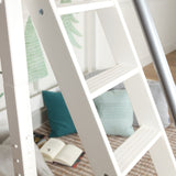 KNOCKOUT1 WP : Storage & Study Loft Beds Twin High Loft Bed with Angled Ladder + Desk, Panel, White