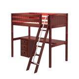 KNOCKOUT2 CP : Storage & Study Loft Beds Twin High Loft Bed with Angled Ladder + Desk, Panel, Chestnut