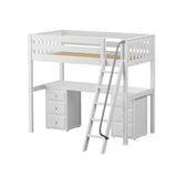 KNOCKOUT3 WS : Storage & Study Loft Beds Twin High Loft Bed with Angled Ladder + Desk, Slat, White