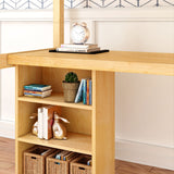 KNOCKOUT8 NP : Storage & Study Loft Beds Twin High Loft w/angled ladder, long desk, 22.5" low bookcase, Panel, Natural