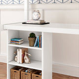 KNOCKOUT8 WP : Storage & Study Loft Beds Twin High Loft w/angled ladder, long desk, 22.5" low bookcase, Panel, White