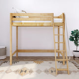 KNOCKOUT NP : Standard Loft Beds Twin High Loft Bed with Angled Ladder on Front, Panel, Natural