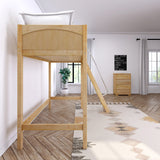 KNOCKOUT NP : Standard Loft Beds Twin High Loft Bed with Angled Ladder on Front, Panel, Natural