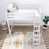 KNOCKOUT WC : Standard Loft Beds Twin High Loft Bed with Angled Ladder on Front, Curve, White