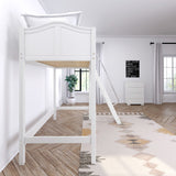KNOCKOUT WC : Standard Loft Beds Twin High Loft Bed with Angled Ladder on Front, Curve, White