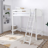 KNOCKOUT WP : Standard Loft Beds Twin High Loft Bed with Angled Ladder on Front, Panel, White
