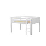 LARGE WP : Standard Loft Beds Full Low Loft Bed with Straight Ladder on Front, Panel, White