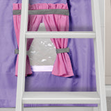 LAUGH56 WP : Play Bunk Beds Twin Low Bunk Bed with Angled Ladder, Curtain + Slide, Panel, White
