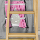 LAUGH57 NP : Play Bunk Beds Twin Low Bunk Bed with Angled Ladder, Curtain + Slide, Panel, Natural