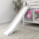 LAUGH57 WC : Play Bunk Beds Twin Low Bunk Bed with Angled Ladder, Curtain + Slide, Curve, White