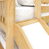 LAUGH NS : Play Bunk Beds Twin Low Bunk Bed with Slide and Angled Ladder on Front, Slat, Natural