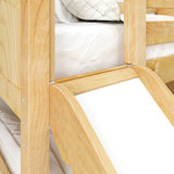 LAUGH XL NP : Bunk Bed Classic Low Twin XL Bunk Bed with Slide and Angled Ladder on Front, Natural Birch Panel