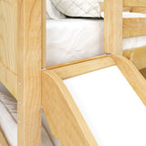 LAUGH XL NP : Play Bunk Beds Twin XL Low Bunk Bed with Slide and Angled Ladder on Front, Panel, Natural