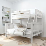 LAVISH XL WS : Staggered Bunk Beds High Twin XL over Queen Bunk Bed with Ladder, Slat, White