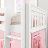 LOW RIDER23 WS : Play Loft Beds Twin Low Loft Bed with Straight Ladder + Curtain, Slat, White