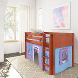 LOW RIDER27 CP : Play Loft Beds Twin Low Loft Bed with Straight Ladder + Curtain, Panel, Chestnut