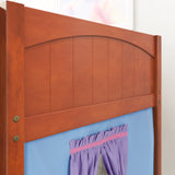 LOW RIDER27 CP : Play Loft Beds Twin Low Loft Bed with Straight Ladder + Curtain, Panel, Chestnut