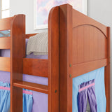 LOW RIDER27 CP : Play Loft Beds Twin Low Loft Bed with Straight Ladder + Curtain, Panel, Chestnut