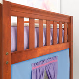 LOW RIDER27 CS : Play Loft Beds Twin Low Loft Bed with Straight Ladder + Curtain, Slat, Chestnut