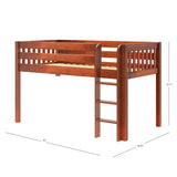 LOW RIDER27 CS : Play Loft Beds Twin Low Loft Bed with Straight Ladder + Curtain, Slat, Chestnut