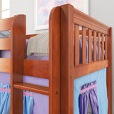 LOW RIDER27 CS : Play Loft Beds Twin Low Loft Bed with Straight Ladder + Curtain, Slat, Chestnut