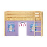 LOW RIDER27 NP : Play Loft Beds Twin Low Loft Bed with Straight Ladder + Curtain, Panel, Natural