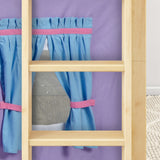 LOW RIDER27 NP : Play Loft Beds Twin Low Loft Bed with Straight Ladder + Curtain, Panel, Natural