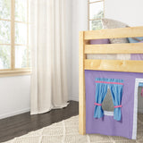 LOW RIDER27 NP : Play Loft Beds Twin Low Loft Bed with Straight Ladder + Curtain, Panel, Natural