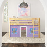 LOW RIDER27 NS : Play Loft Beds Twin Low Loft Bed with Straight Ladder + Curtain, Slat, Natural