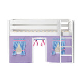 LOW RIDER27 WP : Play Loft Beds Twin Low Loft Bed with Straight Ladder + Curtain, Panel, White