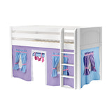 LOW RIDER27 WP : Play Loft Beds Twin Low Loft Bed with Straight Ladder + Curtain, Panel, White