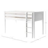 LOW RIDER27 WP : Play Loft Beds Twin Low Loft Bed with Straight Ladder + Curtain, Panel, White