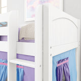 LOW RIDER27 WP : Play Loft Beds Twin Low Loft Bed with Straight Ladder + Curtain, Panel, White